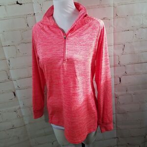 5/$25 Women's orange athletic top half zip collared